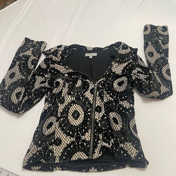 S.Y.L.K. Velvet Baroque By Zoe Karssen Black Jacket Size Small - Picture 7 of 9